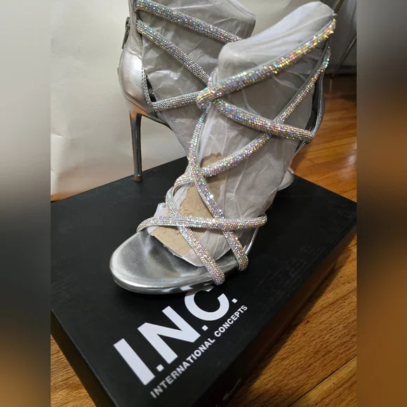 INC International Concepts Glittering Silver Heels